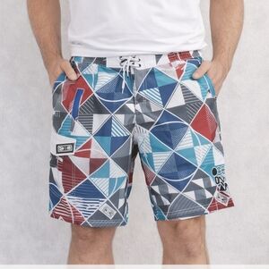 Ocean&Earth Board Shorts Mens L 36" Geometric Swim Trunks Surf Beach Lined